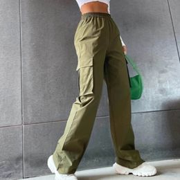 Women's Pants Capris Cargo Pants Women Plus Size Belt Less High Waisted Wide Leg Trousers Straight Leg Relaxed Style Trousers 230503