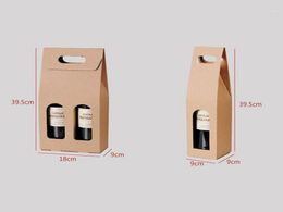 Gift Wrap 50 Kraft Paper Folding Boxes Environmentally Friendly Wine Box Double Can Be Customised Logo