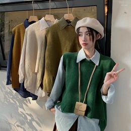 Work Dresses Spring Two Piece Set Women Loose O-neck Knitted Vest And Long Sleeve Shirt Corduroy Sets Korean Autumn 2 Outfits Elegant