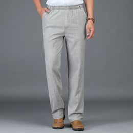 Men's Pants Men Trousers Casual Pants Men Linen Pants Summer Thin Elastic waist Business Office 5XL Plus size 230504