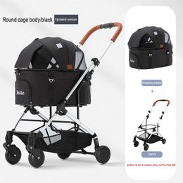 Carrier Pet Stroller Transportation Folding Pet Cart Bag Trolley Carrier Tube Cage Travel Walking Dog Stroller Windproof Pets Buggy Carr