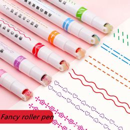 Markers Funny Double Line Pattern Outline Marker Pen Hand Copy Account Multicoloured Curve Quick Dry Mark Notes Painting Highlighter 230503