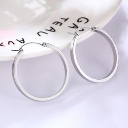 Hoop Earrings Gerometric Small Medium Large Simple Statement In Stainless Steel