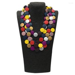 Chains Statement Multicolor Wood Bead Handmade Bib Beads Necklace & Pendant Bohemian Jewellery Multi Layer For Women