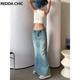 Skirts REDDACHiC Y2K Low waist Denim Women Maxi Long Fishtail Tall Girl Friendly Jean 90s Vintage Korean Streetwear 230428