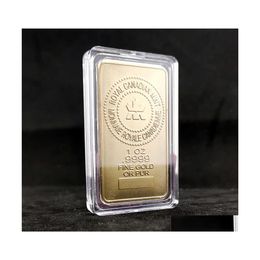Arts And Crafts Gold Buillion Royal Canadian Mint Craft Plated 1Oz .9999 Fine Pure Souvenir Blion Bar Drop Delivery Home Garden Dh1Iy