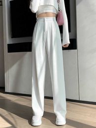 Women's Pants Capris Casual High Waist Loose Wide Leg Pants for Women Spring Autumn New Female Floor-Length White Suits Pants Ladies Long Trousers P230504