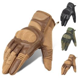 Cycling Gloves Tactical Military Hunting Outdoor Riding Fitness Hiking Climbing Shooting Full Finge Leather Touch Screen