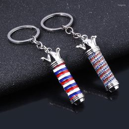 Keychains Fashion Creative Crystal Barber Shop Turn Light 3D Keychain Hairstylist Scissors Comb Keyring Unique Gift Kid Reward