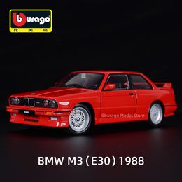 Blocks Bburago 1 24 1988 M3 E30 Sports Car Static Die Cast Vehicles Collectible Model Toys 230503