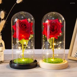 Decorative Flowers Eternal Preserved Rose With Glass Dome Flower Heads Forever Love Wedding Favour Party Gifts