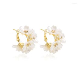 Hoop Earrings Badu Design White Acrylic Flower For Women 2023 Fashion Exquisite Floral Jewellery Gifts