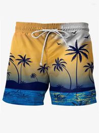 Men's Shorts Men's Swim Beach Drawstring With Mesh Lining Elastic Waist Quick Dry Short Casual Daily Holiday Boho Hawaiian