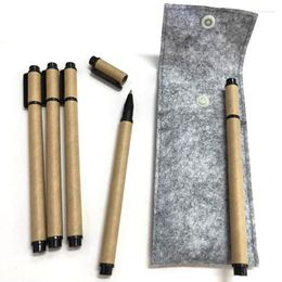 Kraft Ball Point Pen Simple Felt Pencil Case Solid Colour School Supplies Bag For Student Stationery Storage Pouch