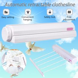 Organisation 3.2/3.75 M Laundry Clothes Hanger Retractable Clothesline Indoor Outdoor Wall Hanger Bathroom Telescopic Clothe Drying Rack