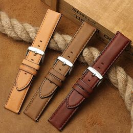 Watch Bands Onthelevel Genuine Cow Leather Strap Handmade Retro 20 22mm Tan Khaki Brown With Quick Release Bar #D