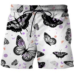 Men's Shorts New Men's butterfly Beach Shorts Bermuda Surf Shorts men 3D Swimming Shorts Casual Sports Pants Breathable Plaid Print Shorts Z0504