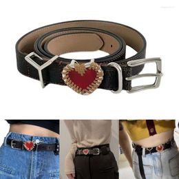 Belts Teens Tie Heart Letter Belt Thin Adjustable Waist Straps Non-slip For Jeans