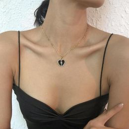 Pendant Necklaces Lalynnly Simple Fashion Heart Dripping Oil Pendants Necklace Designer For Women Female Neck Jewellery Accessories Girls Gift