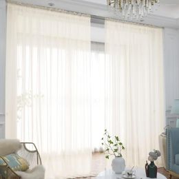 Curtain Window Beige Sheer With Rod Pocket Panel For Bedroom Children Living Room (Beige 52" W X 63" L 2 Pcs)