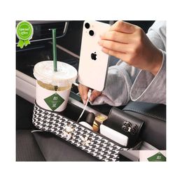 Storage Boxes Bins 2Pcs Car Seat Gap Rack Mtifunctional Accessories Cellphone Charging Box Snacks Water Holder Stand Seatsided Dro Dh1Wt