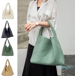 Designer-Evening Bags Fashion Woven Bag Female PU Leather Knitting Handbag And Purse Green Plaited Business Work Summer Beach 2023
