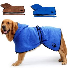 Towels Pet Bath Towels Dog Bathrobe Soft Quickly Absorbing Water Fibre Pet Drying Towel Robe With Hat For Small Large Dogs Pet Supplies