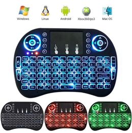 I8 keyboard mouse combos air fly mouse 2.4ghz backlight usb plus for android tv box like x96q hk1 h96 t95 tanix