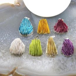 Pendant Necklaces 1pcs Irregular Rock Coral Pendants Multicolor Silvery Edge Quartz Stone Necklace Charms For DIY Jewellery Making Accessories