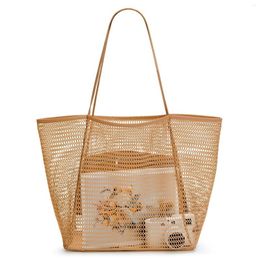 Evening Bags Light Weight Beach Bag Easy Carry Travel Women Handbag Lady Tote Portable Mesh Shoulder 01-SB-stwgsn