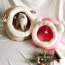 Cat Beds Cute Bed House Winter Warm Pet For Small Dogs Cats Soft Puppy Nest Kennel With Removable Mattress Cama Gato