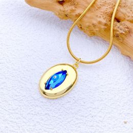 Pendant Necklaces Lucky Eye Micro Pave Zircon Evil Necklace Gold Color Copper Chain Round Jewelry Gift For Female