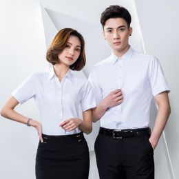 Men's Casual Shirts Short Sleeve Shirt Men Women Working Unifrom Man Solid Non Iron Slim Business Formal Dress Plus Size TS-441