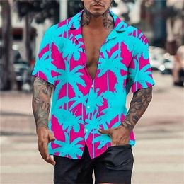 Men's Casual Shirts Summer Hawaiian Shirt 3D T-shirt Retro shirt Coconut Tree Pattern Short Sleeve Man Camisa Vacation Casua Man T-shirt Beach 230504
