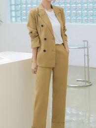 Women's Two Piece Pants Women Trousers Suit Casual Buttons Jacket & Pencil Female 2 Pieces Blazer Set Ladies Fashion Elegant Pantsuit