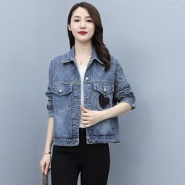 Women's Jackets ZOUXO Blue Denim Jacket Women 2023 Spring Autumn Fashion Jean Korean Style Versatile Loose Jacquard Coat