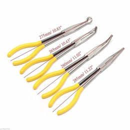 Screwdrivers Promotion! 4Pcs 11 Inch Extra Long Nose Pliers Set Straight Bent Tip Mechanic Equipment Hand Tools