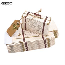 Gift Wrap Suitcase Candy Boxes Travel Classic Elegant Theme Box Wedding Birthday Anniversary Party Favour With Aeroplane Hanging 230504