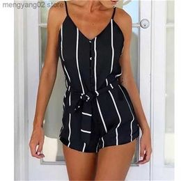 Women's Jumpsuits Rompers Sexy Playsuit Women Sleeveless Bodycon Black Elegant Jumpsuit Ladies Summer Romper Womens V-Neck Beach Jumpsuits Overall T230504