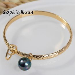 Bangle Sophiaxuan Hawaiian Fashion Bracelets Woman Samoan Love Heart Purple Pink Pearl Gold Charm Bracelet Jewellery For Women