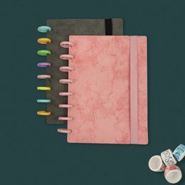 Notepads Mushroom Hole A5 Loose Leaf Notebook Shell Cover Set DIY Notepads Planner with Elastic Strap Heart Binding Disc Binder Supplies 230504