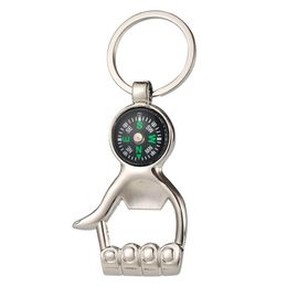 Keychains 2023 Creative Compass Thumbs Palm Metal Key Ring Bottle Opener Keychain Beer Cap Kitchen Tools Accessories