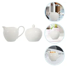 Dinnerware Sets 2 Pcs Pot Ceramic Sugar Jar Multi-functional Milk Cup Practical Portable Kettle For Store Shop El