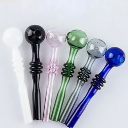 Wholesale Colorful Straight 5.3Inch Spiral Glass Oil burner pipe tube nail pipes for smoking