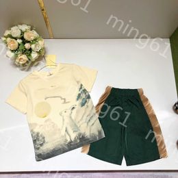 23ss boys t shirt Shorts suit kids designer clothes kids set Round neck Pure cotton rabbit print Short sleeve t shirts Elastic waist shorts suits baby clothes