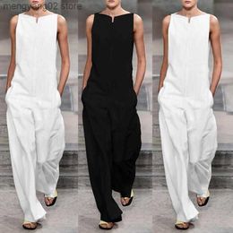 Women's Jumpsuits Rompers Summer Female Elegant Loose Jumpsuit Trousers Women Casual Long Pants Overalls White Black T230504