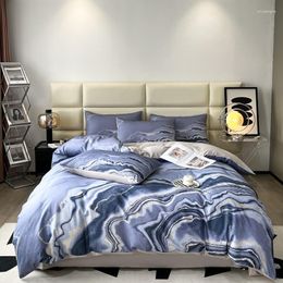 Bedding Sets Blue Grey Marble Set Cotton Ultra Soft Duvet Cover Men Teens Boys Modern Abstract Art Printed Comforter