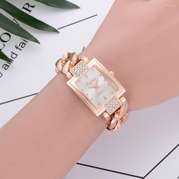 Wristwatches Vente Chaude De Mode Luxe Femmes Montres Bracelet Montre Watch Rectangular Fashion Stainless Steel Strap