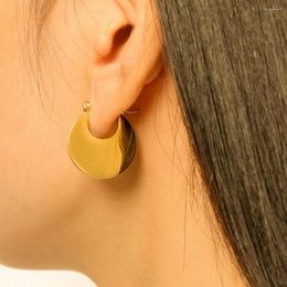 Dangle Earrings 2023 Trend Coin Disc Stud For Women Blink Fan-shaped Design Geometrical Flat Round Jewellery