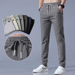 Men's Pants Men's Casual Pants Chinos Elastic Cotton Seluar Long Trousers Khaki Black Pants for Men 230504